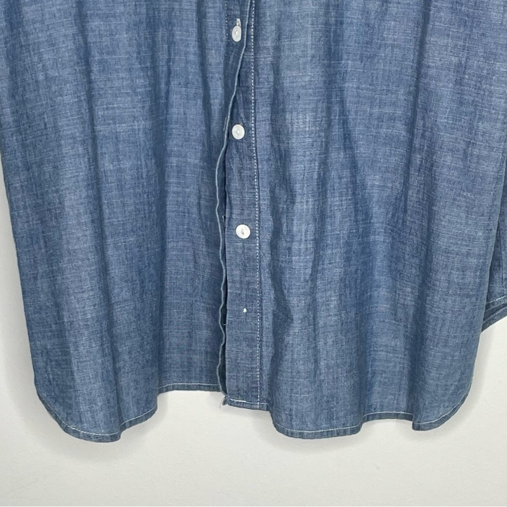 Hester & Orchard Blue Chambray Button Down Tab sleeve Blouse Size 1X - Picture 5 of 13